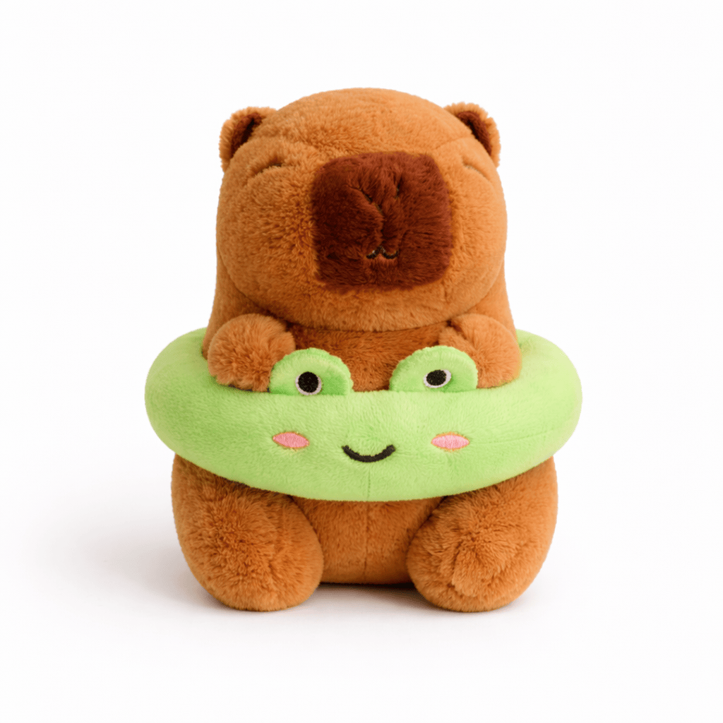 Pluschtierland Capybara Kuscheltier mit Frosch-Schwimmring Capybara Kuscheltier mit Frosch-Schwimmring