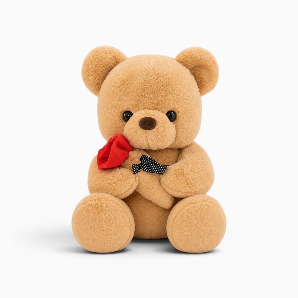 Pluschtierland Beige Teddybär Plüschtier mit Rose Beige Teddybär Plüschtier mit Rose