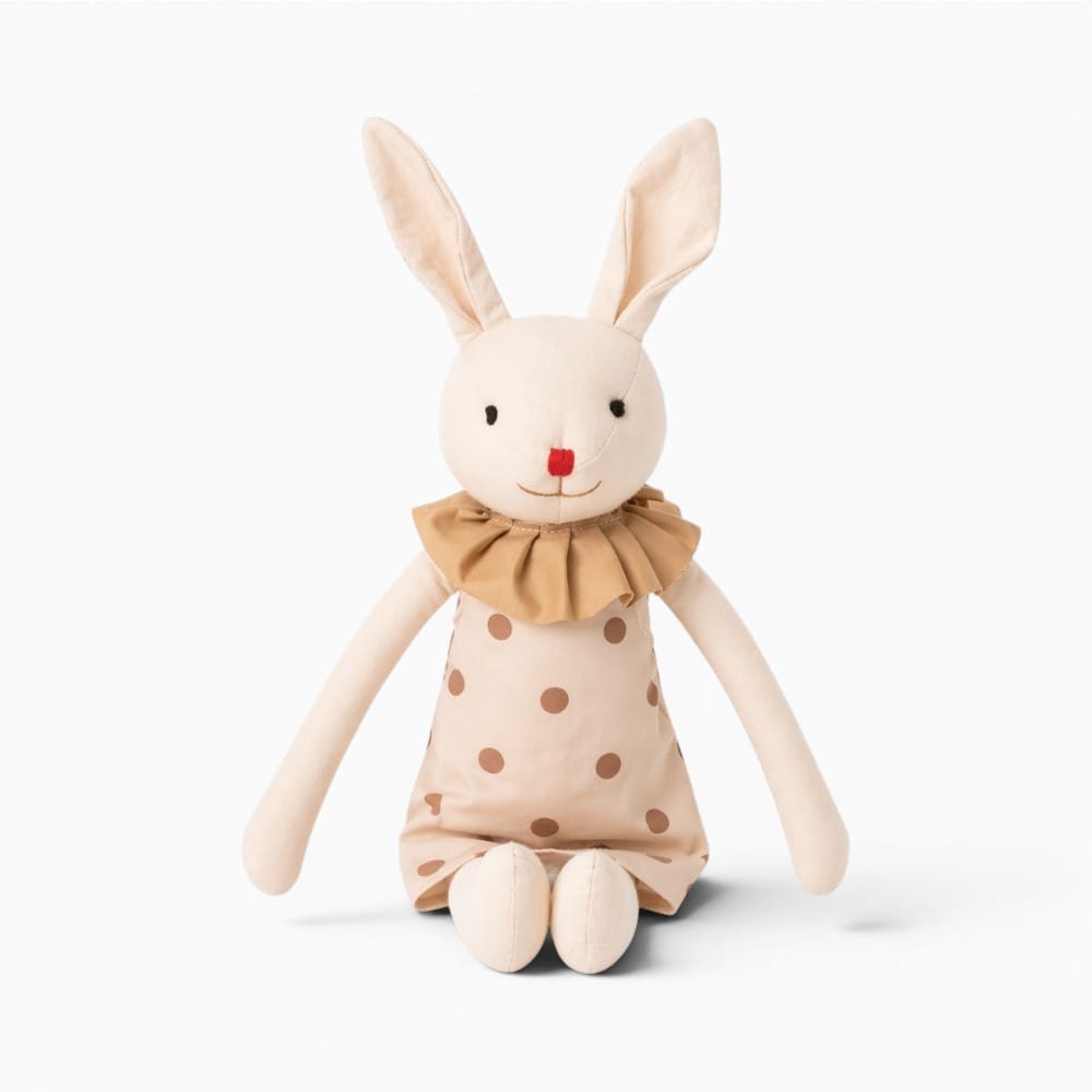 Pluschtierland Beiges Hasen Kuscheltier mit Kleid Beiges Hasen Kuscheltier mit Kleid