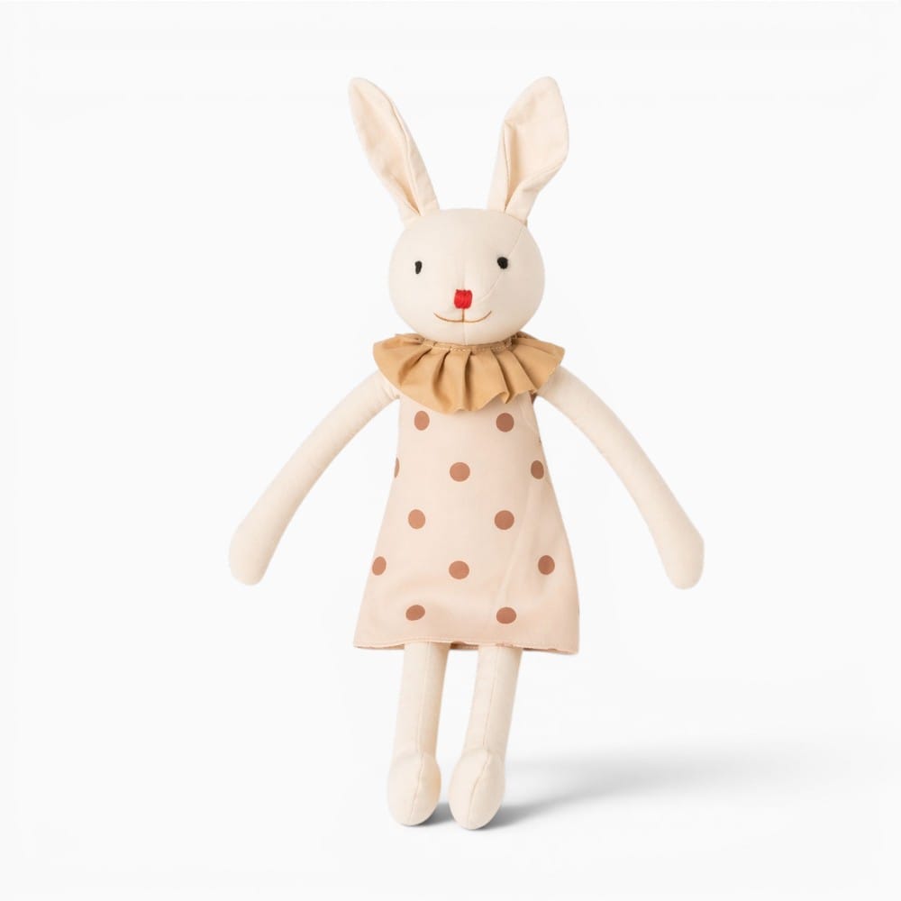 Pluschtierland Beiges Hasen Kuscheltier mit Kleid Beiges Hasen Kuscheltier mit Kleid
