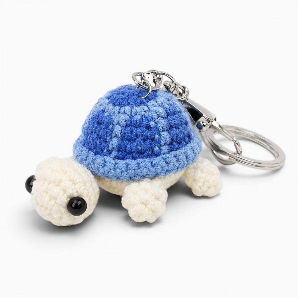 Pluschtierland Blauer gehäkelter Schildkröten Schlüsselanhänger Blauer gehäkelter Schildkröten Schlüsselanhänger