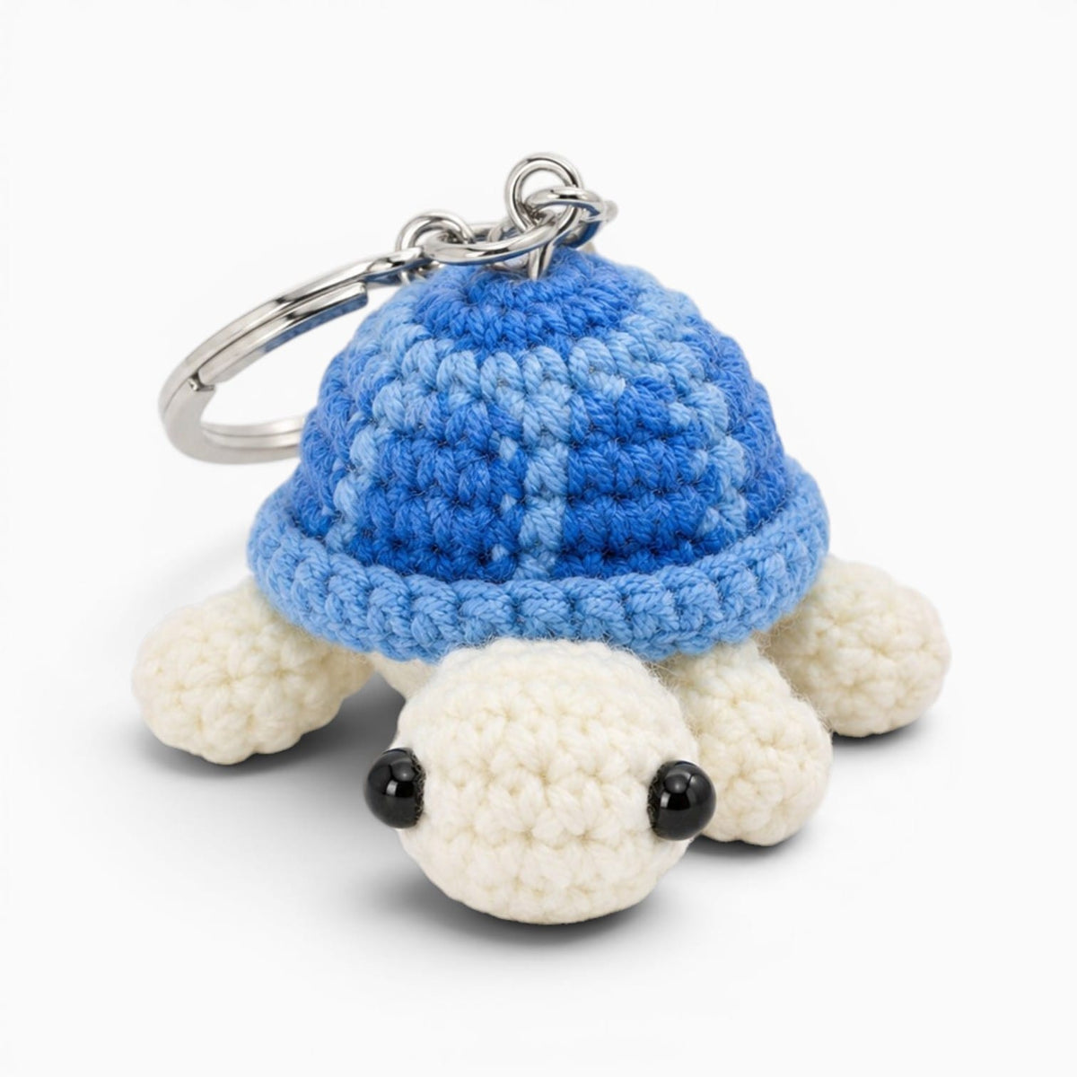 Pluschtierland Blauer gehäkelter Schildkröten Schlüsselanhänger Blauer gehäkelter Schildkröten Schlüsselanhänger