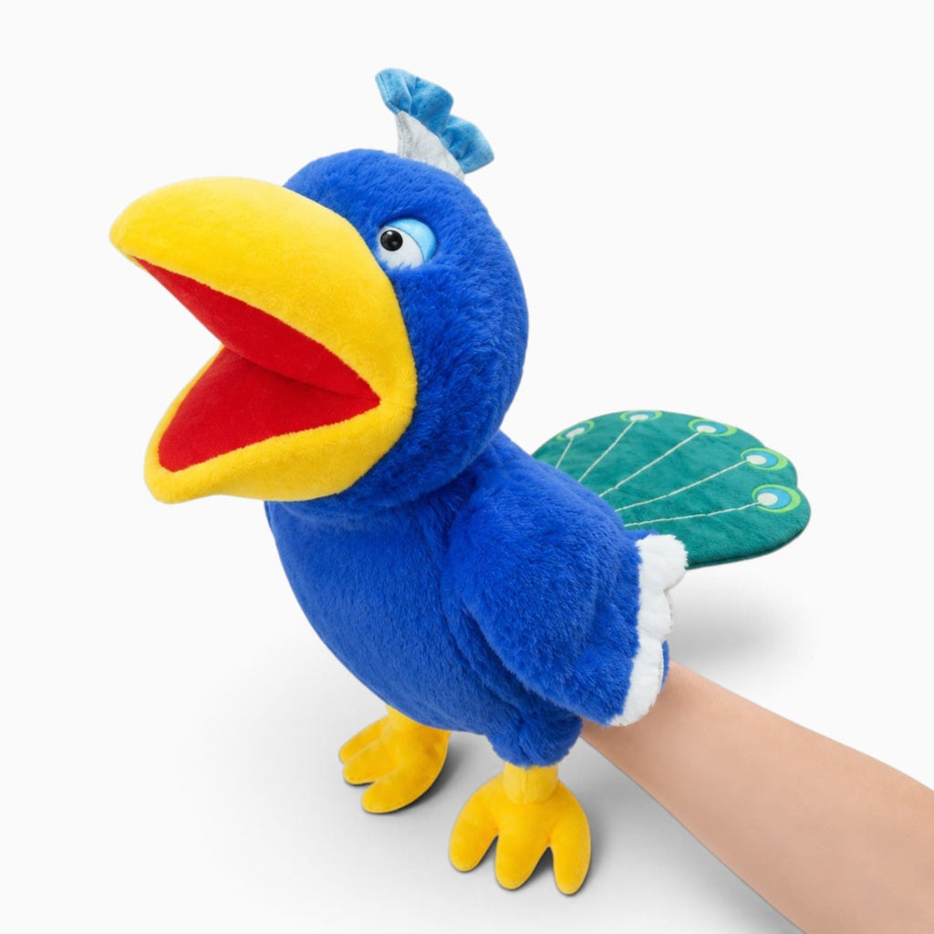 Pluschtierland Blauer Pfau-Kuscheltier-Handpuppe Blauer Pfau-Kuscheltier-Handpuppe