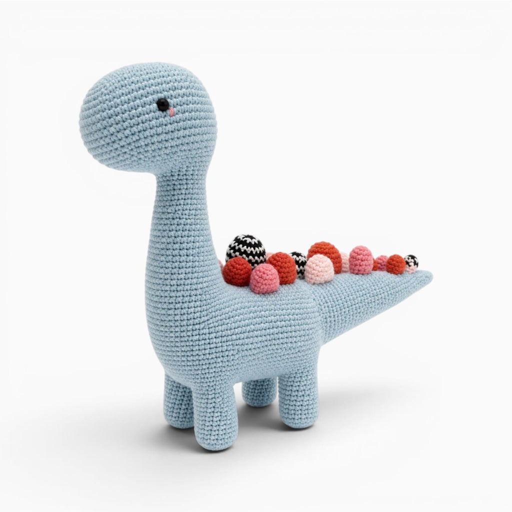 Pluschtierland Blaues gehäkeltes Dinosaurier Kuscheltier Blaues gehäkeltes Dinosaurier Kuscheltier
