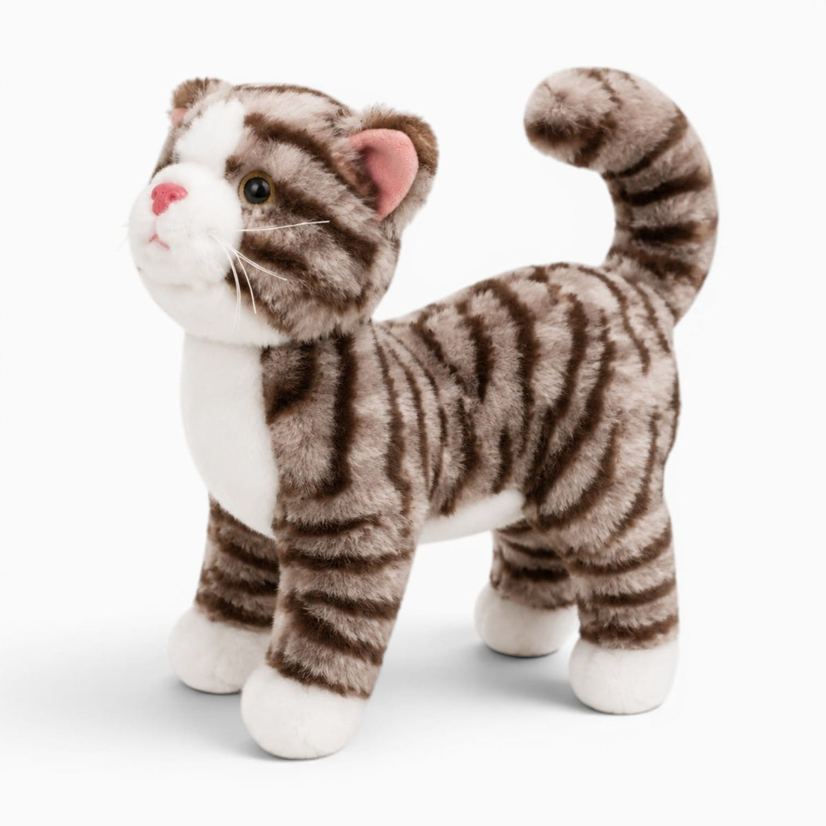 Pluschtierland Braun-weiß gestreiftes Katzen Kuscheltier Braun-weiß gestreiftes Katzen Kuscheltier
