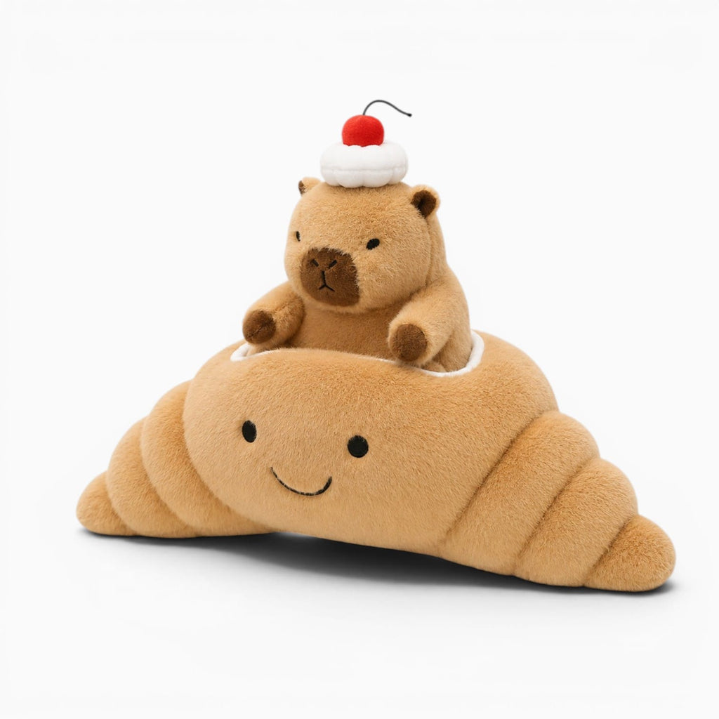 Pluschtierland Capybara Kuscheltier im Croissant Capybara Kuscheltier im Croissant