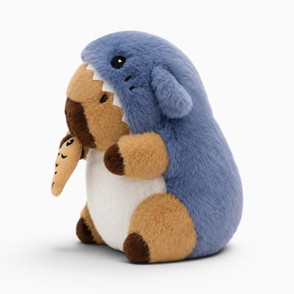 Pluschtierland Capybara-Kuscheltier im Haikostüm mit Fisch Capybara-Kuscheltier im Haikostüm mit Fisch