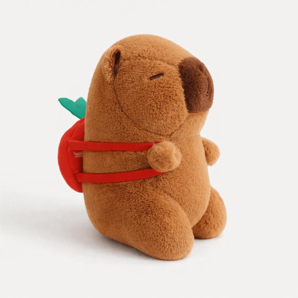 Pluschtierland Capybara Kuscheltier mit Erdbeer-Rucksack Capybara Kuscheltier mit Erdbeer-Rucksack