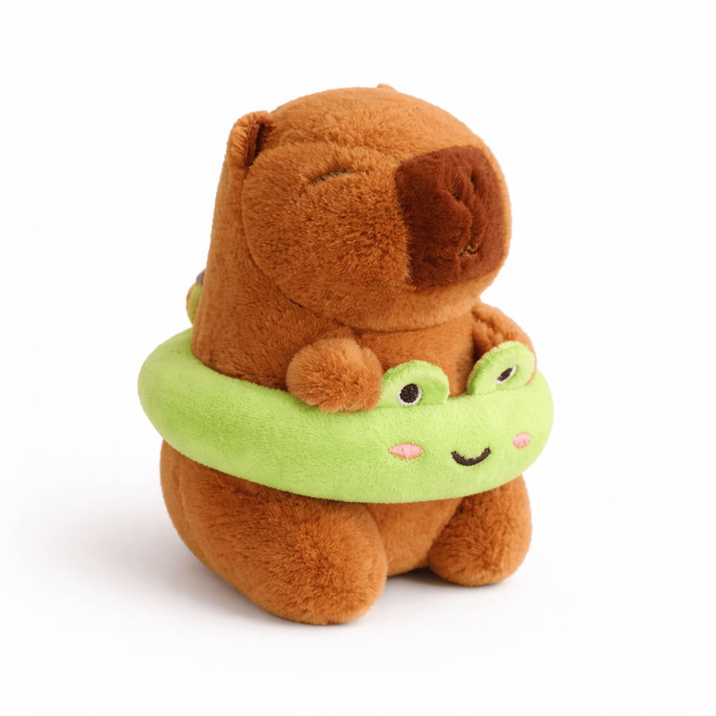 Pluschtierland Capybara Kuscheltier mit Frosch-Schwimmring Capybara Kuscheltier mit Frosch-Schwimmring