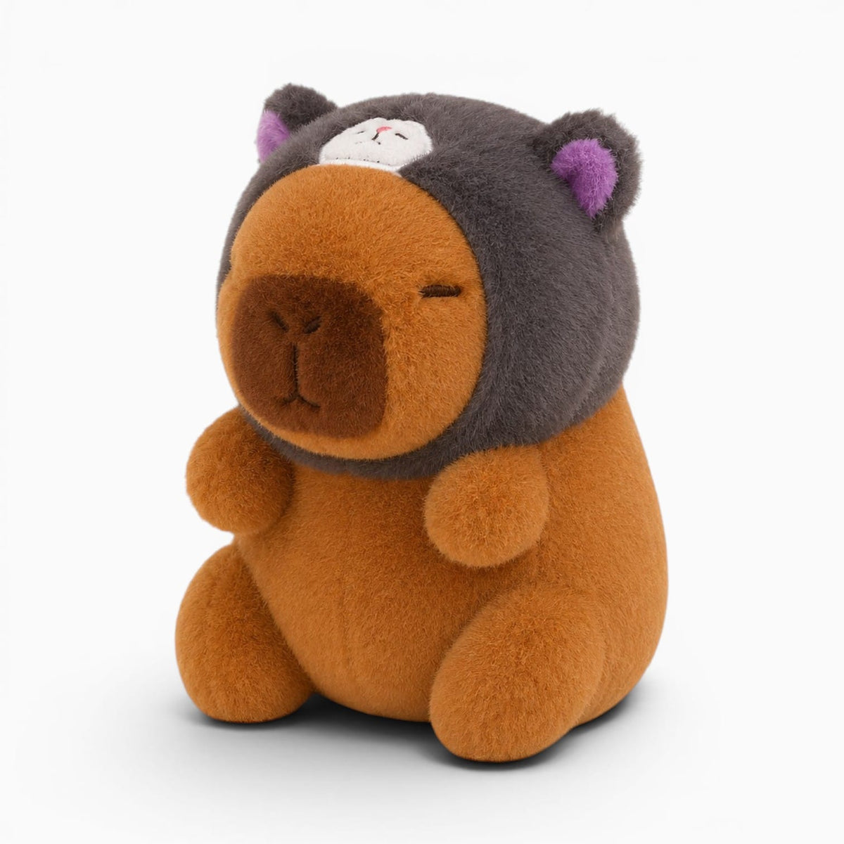 Pluschtierland Capybara Kuscheltier mit Grauer Katzenmütze Capybara Kuscheltier mit Grauer Katzenmütze