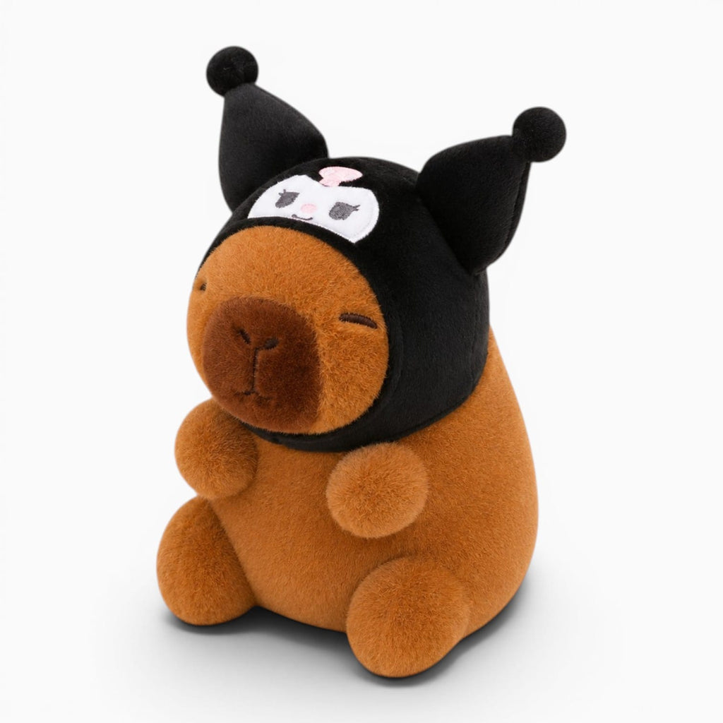 Pluschtierland Capybara Kuscheltier mit Kuromi Mütze Capybara Kuscheltier mit Kuromi Mütze