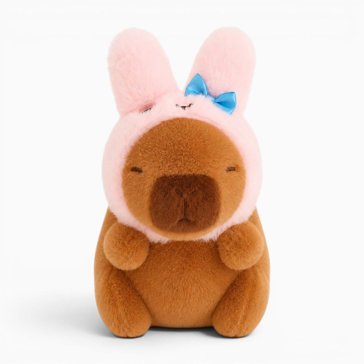Pluschtierland Capybara Kuscheltier mit Rosa Hasenmütze Capybara Kuscheltier mit Rosa Hasenmütze