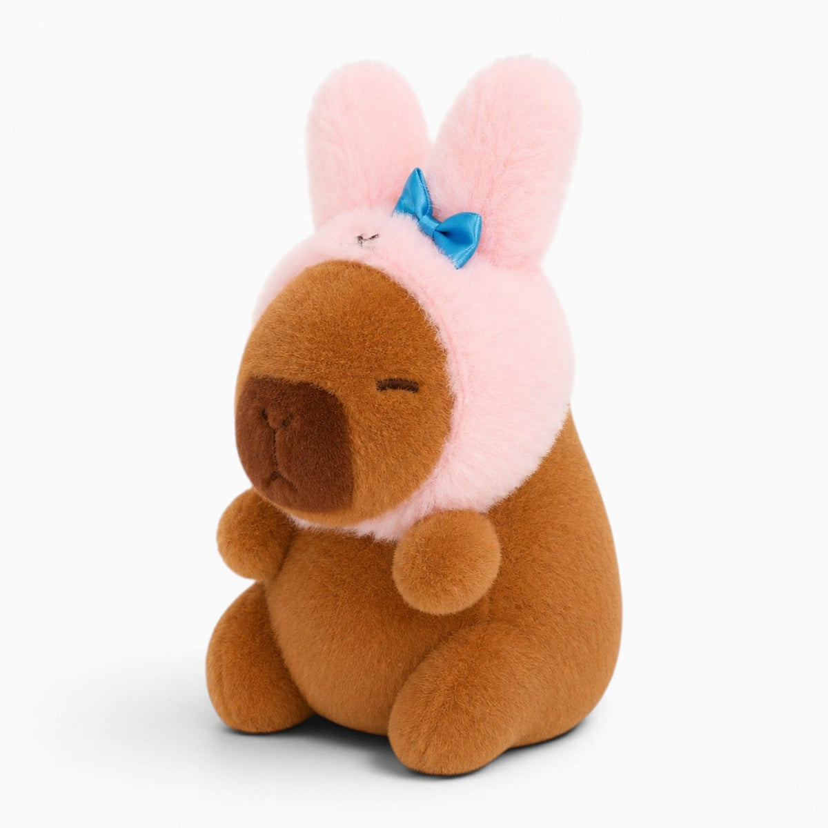 Pluschtierland Capybara Kuscheltier mit Rosa Hasenmütze Capybara Kuscheltier mit Rosa Hasenmütze