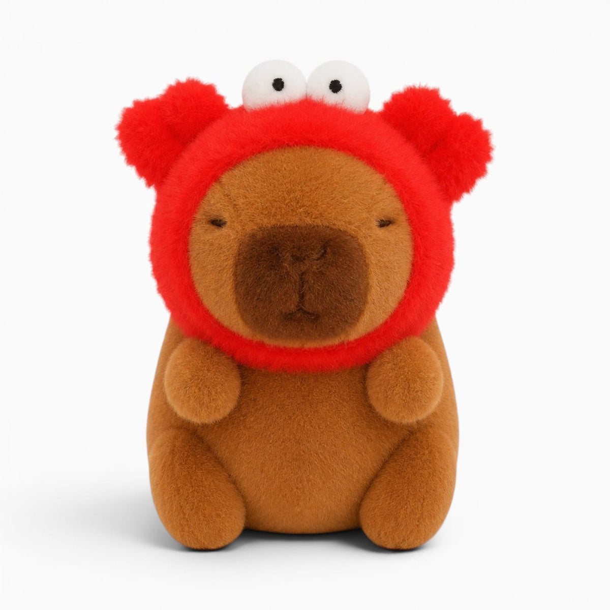 Pluschtierland Capybara Kuscheltier mit Roter Krabbenmütze Capybara Kuscheltier mit Roter Krabbenmütze