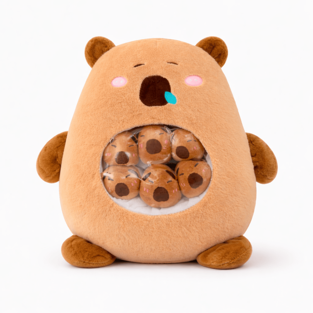 Pluschtierland Capybara Plüschtier Kissen mit Snack Fach Capybara Plüschtier Kissen mit Snack Fach