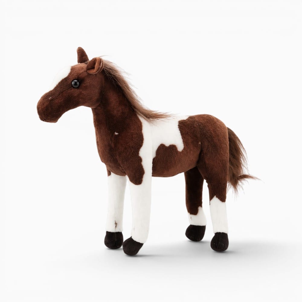 Pluschtierland Dunkelbraun Weißes Pferd Kuscheltier Dunkelbraun Weißes Pferd Kuscheltier