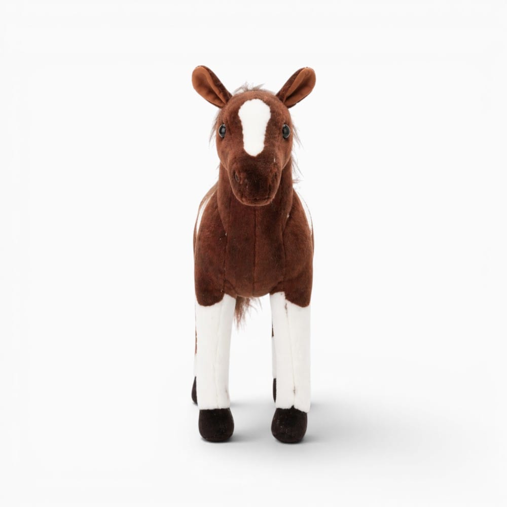Pluschtierland Dunkelbraun Weißes Pferd Kuscheltier Dunkelbraun Weißes Pferd Kuscheltier