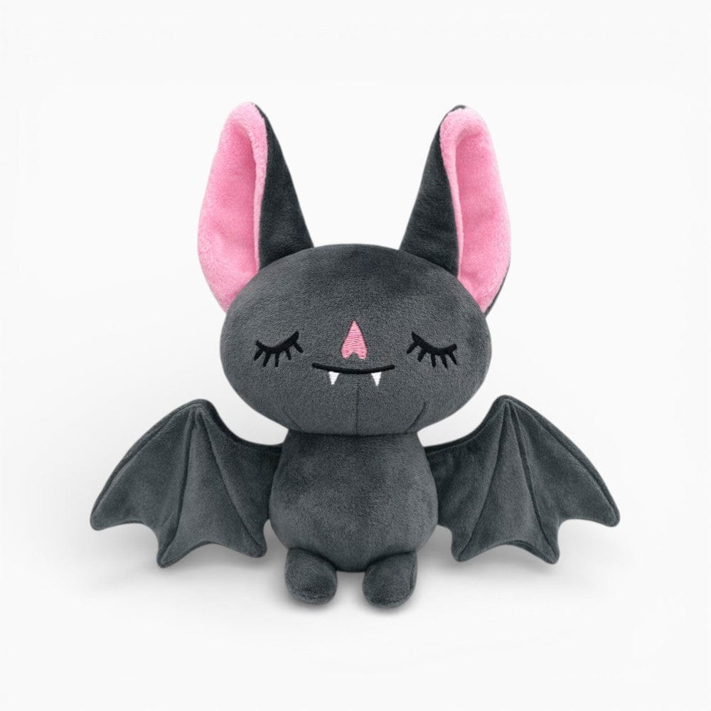 Pluschtierland Dunkelgraue Fledermaus-Kuscheltier mit schlafendem Gesicht Dunkelgraue Fledermaus-Kuscheltier mit schlafendem Gesicht