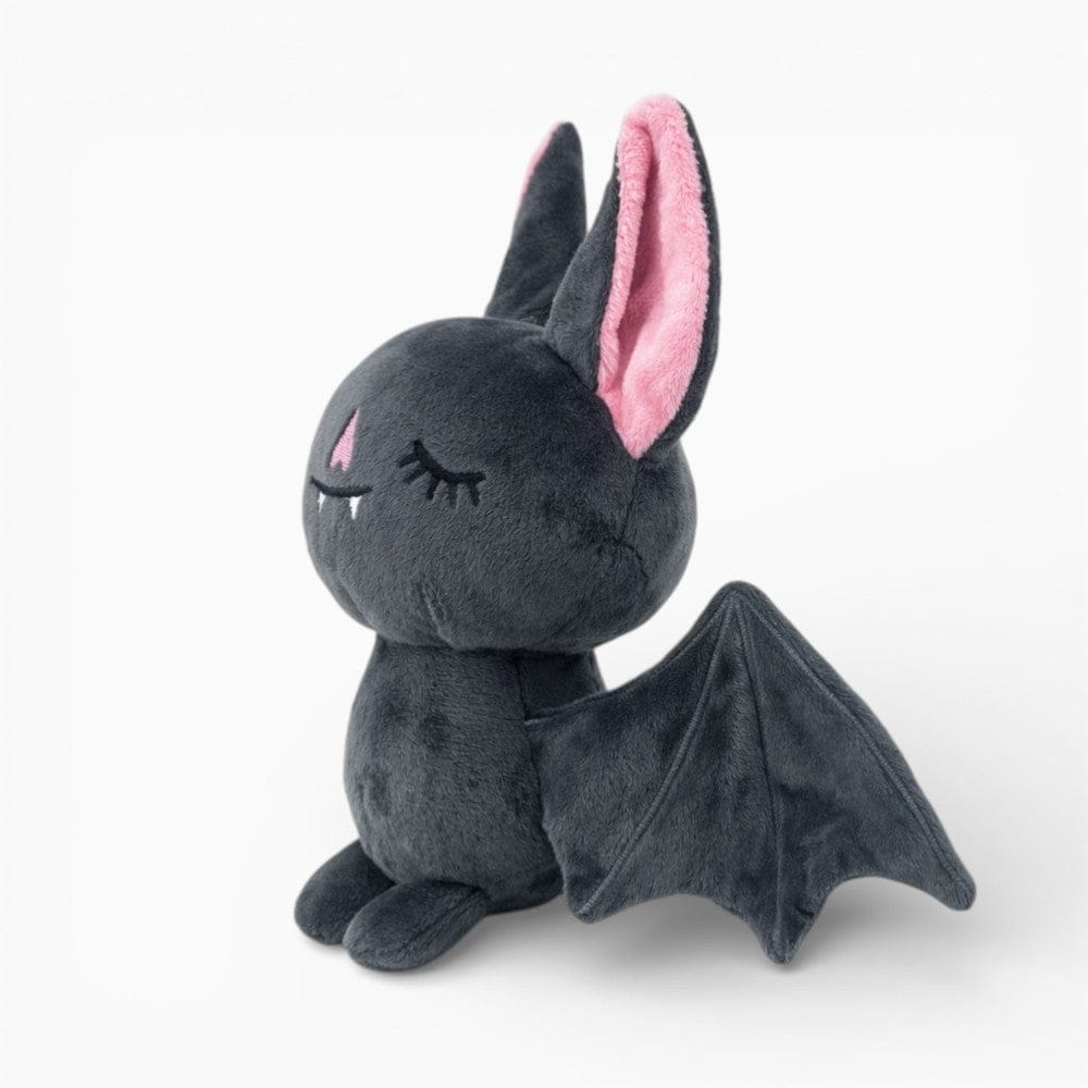 Pluschtierland Dunkelgraue Fledermaus-Kuscheltier mit schlafendem Gesicht Dunkelgraue Fledermaus-Kuscheltier mit schlafendem Gesicht