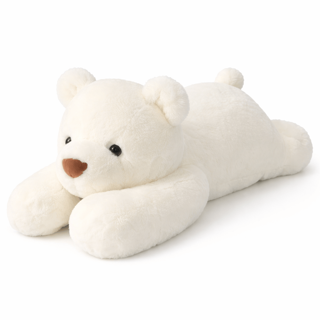 Pluschtierland Flaches Eisbär-Kuscheltier als weiches Liegekissen Flaches Eisbär-Kuscheltier als weiches Liegekissen