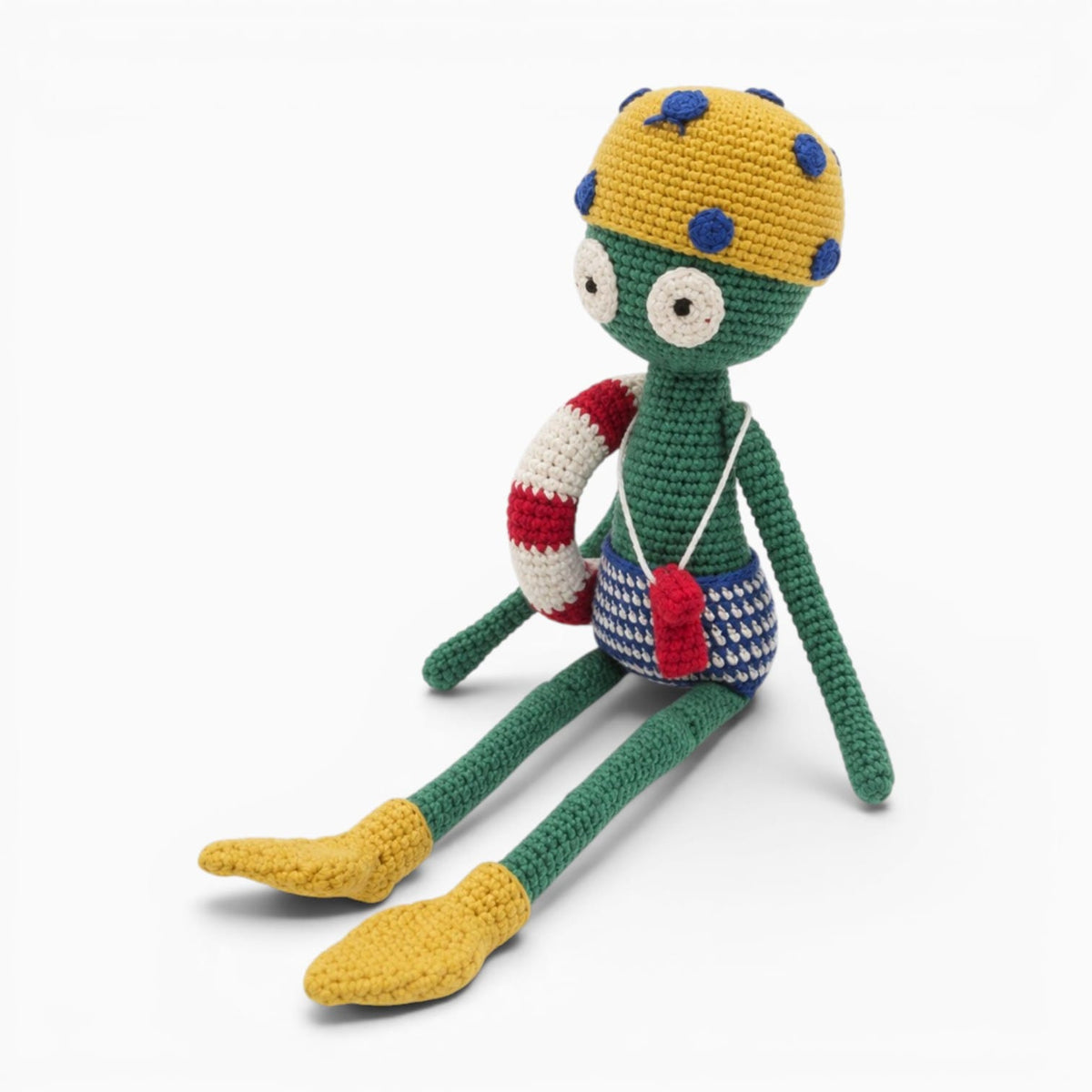 Pluschtierland Gehäkeltes Frosch Kuscheltier mit Schwimmring Gehäkeltes Frosch Kuscheltier mit Schwimmring