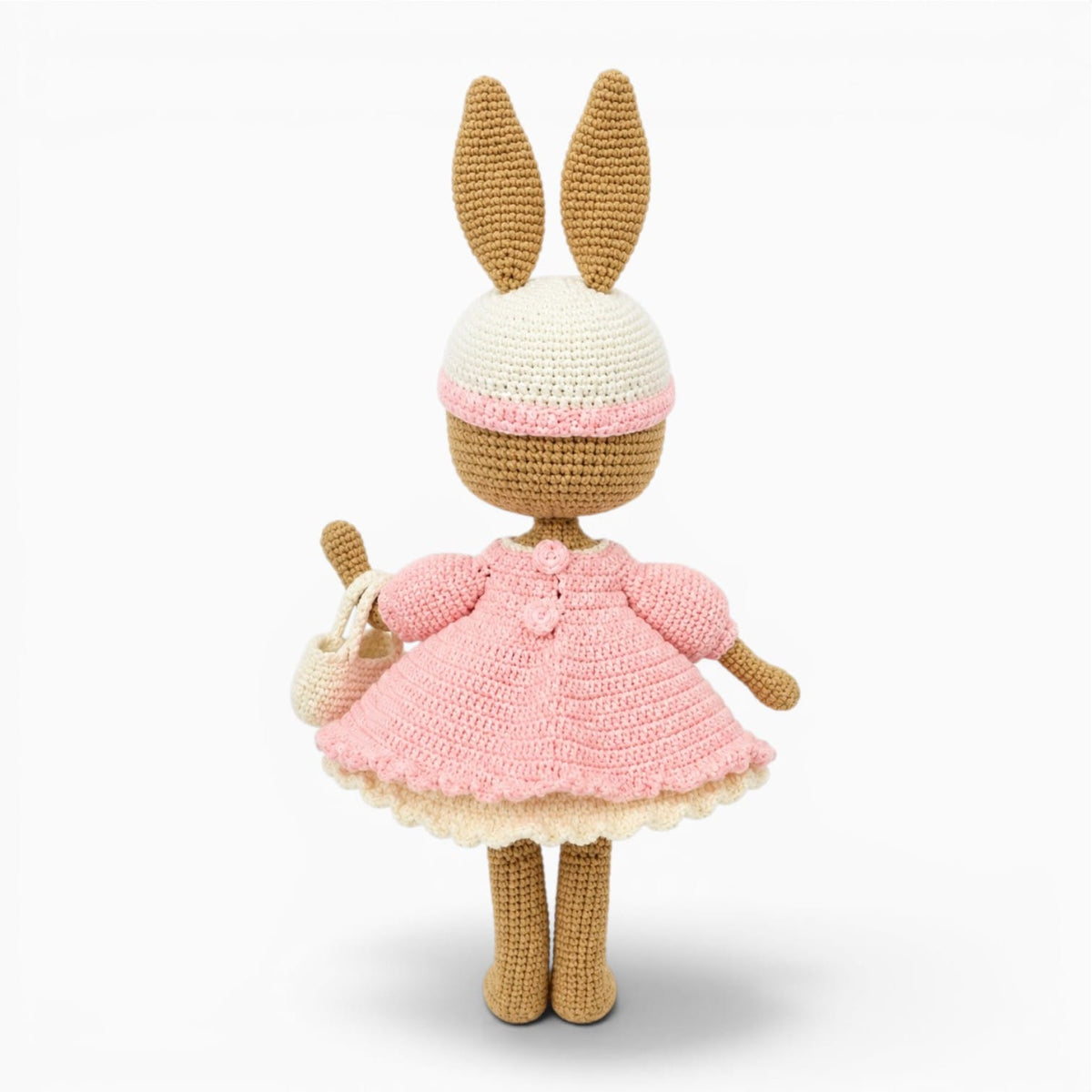 Pluschtierland Gehäkeltes Hasen Kuscheltier im rosa Kleid Gehäkeltes Hasen Kuscheltier im rosa Kleid
