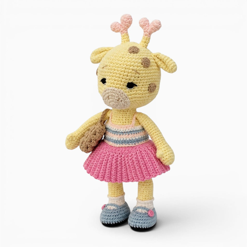 Pluschtierland Gelbes gehäkeltes Giraffen Kuscheltier Gelbes gehäkeltes Giraffen Kuscheltier