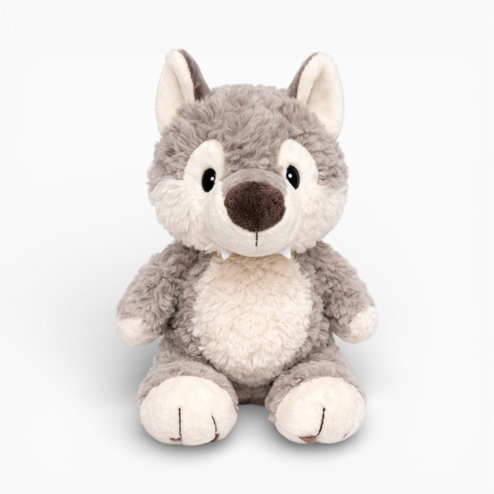 Pluschtierland Grauer Wolf Kuscheltier für Kinder sitzend Grauer Wolf Kuscheltier für Kinder sitzend