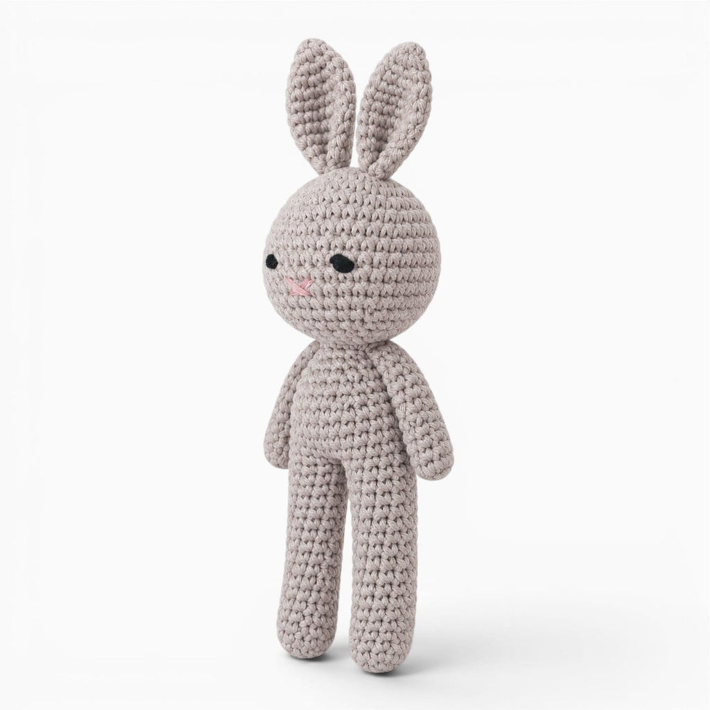 Pluschtierland Graues gehäkeltes Hasen Kuscheltier Graues gehäkeltes Hasen Kuscheltier