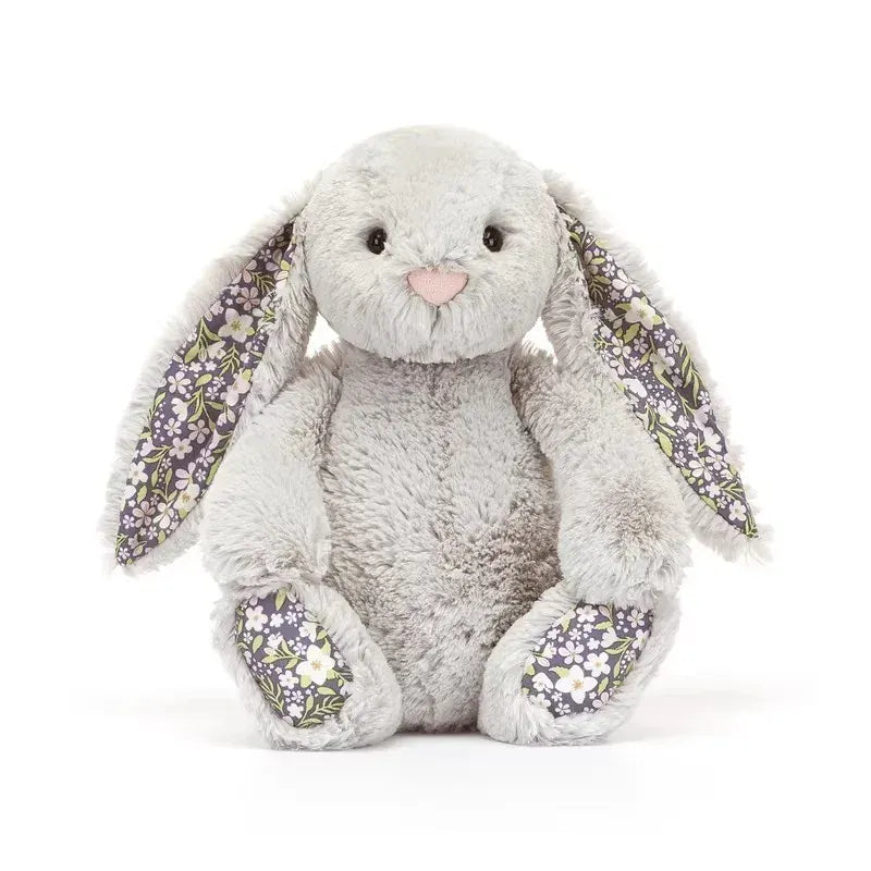 Pluschtierland Graues Hasen-Kuscheltier mit Blumenmuster Graues Hasen-Kuscheltier mit Blumenmuster