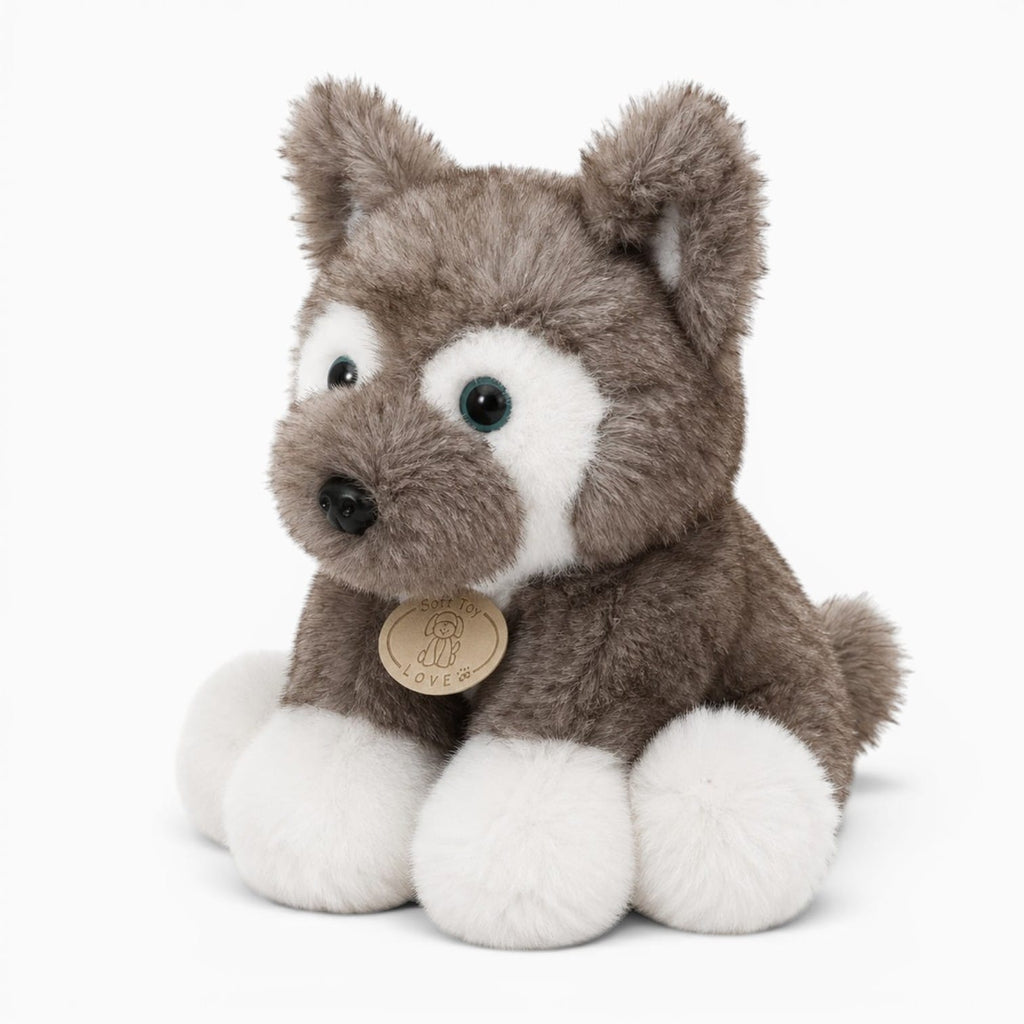 Pluschtierland Graues Husky-Kuscheltier Graues Husky-Kuscheltier