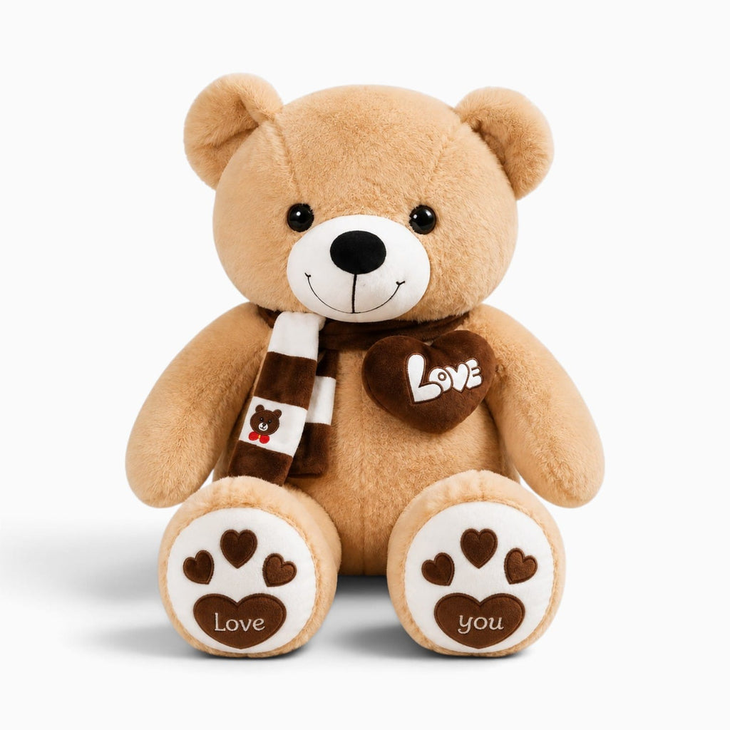 Pluschtierland Großer hellbrauner Teddybär mit Schal Großer hellbrauner Teddybär mit Schal