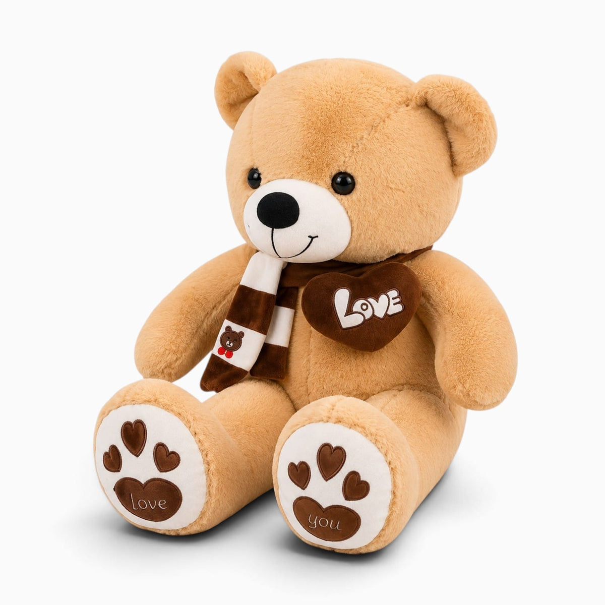 Pluschtierland Großer hellbrauner Teddybär mit Schal Großer hellbrauner Teddybär mit Schal