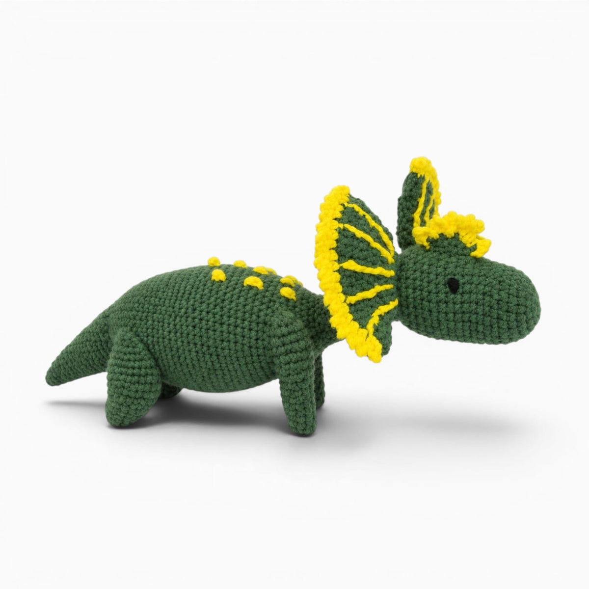 Pluschtierland Grünes gehäkeltes Triceratops Kuscheltier Grünes gehäkeltes Triceratops Kuscheltier