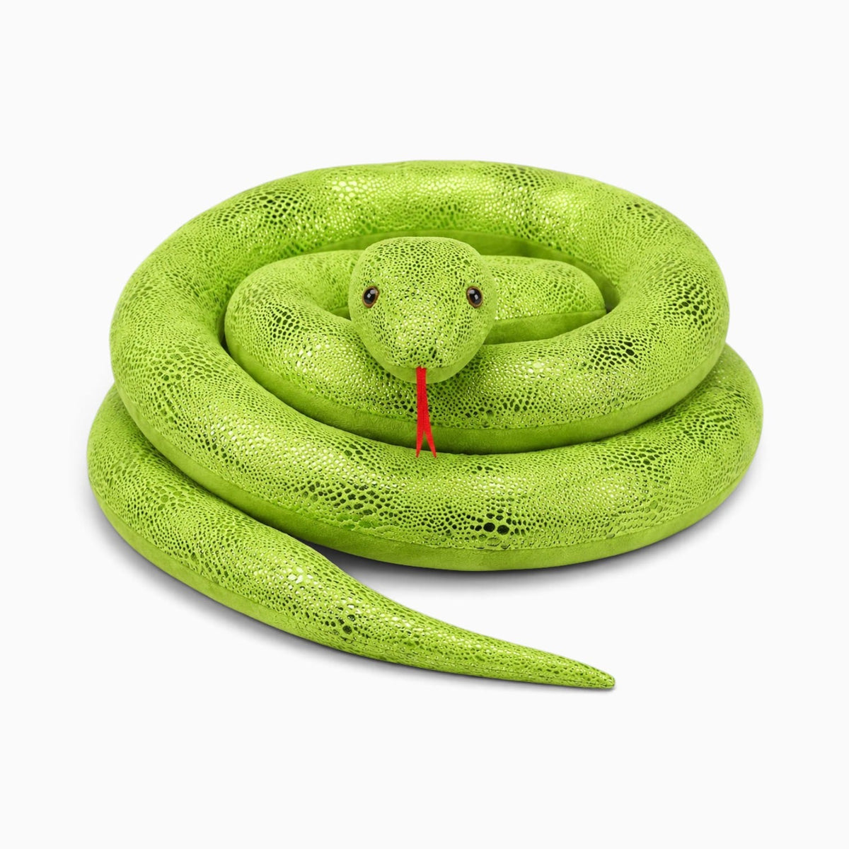 Pluschtierland Grünes Schlangen-Kuscheltier mit roter Zunge Grünes Schlangen-Kuscheltier mit roter Zunge
