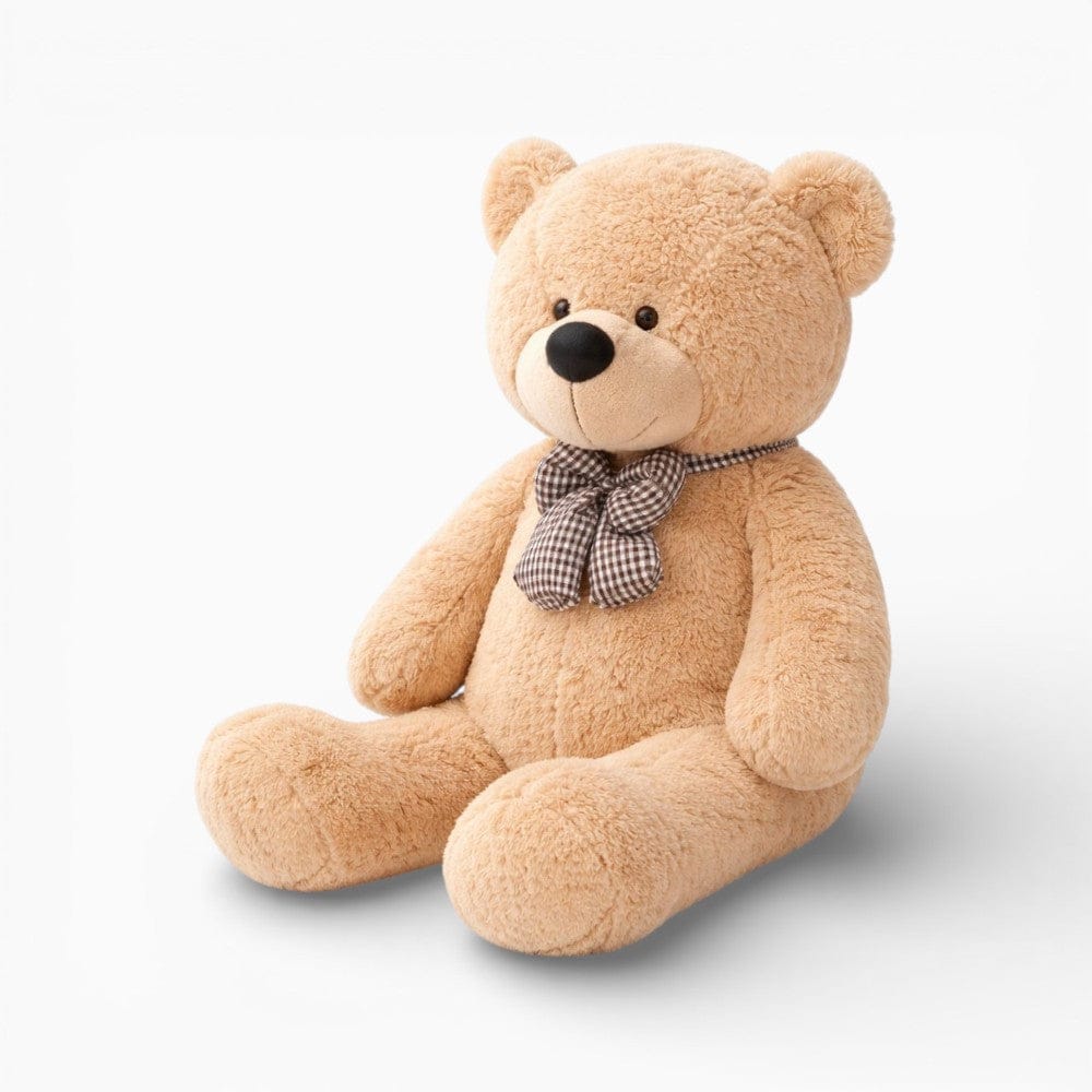 Pluschtierland Hellbrauner Riesen-Teddybär mit karierter Schleife Hellbrauner Riesen-Teddybär mit karierter Schleife