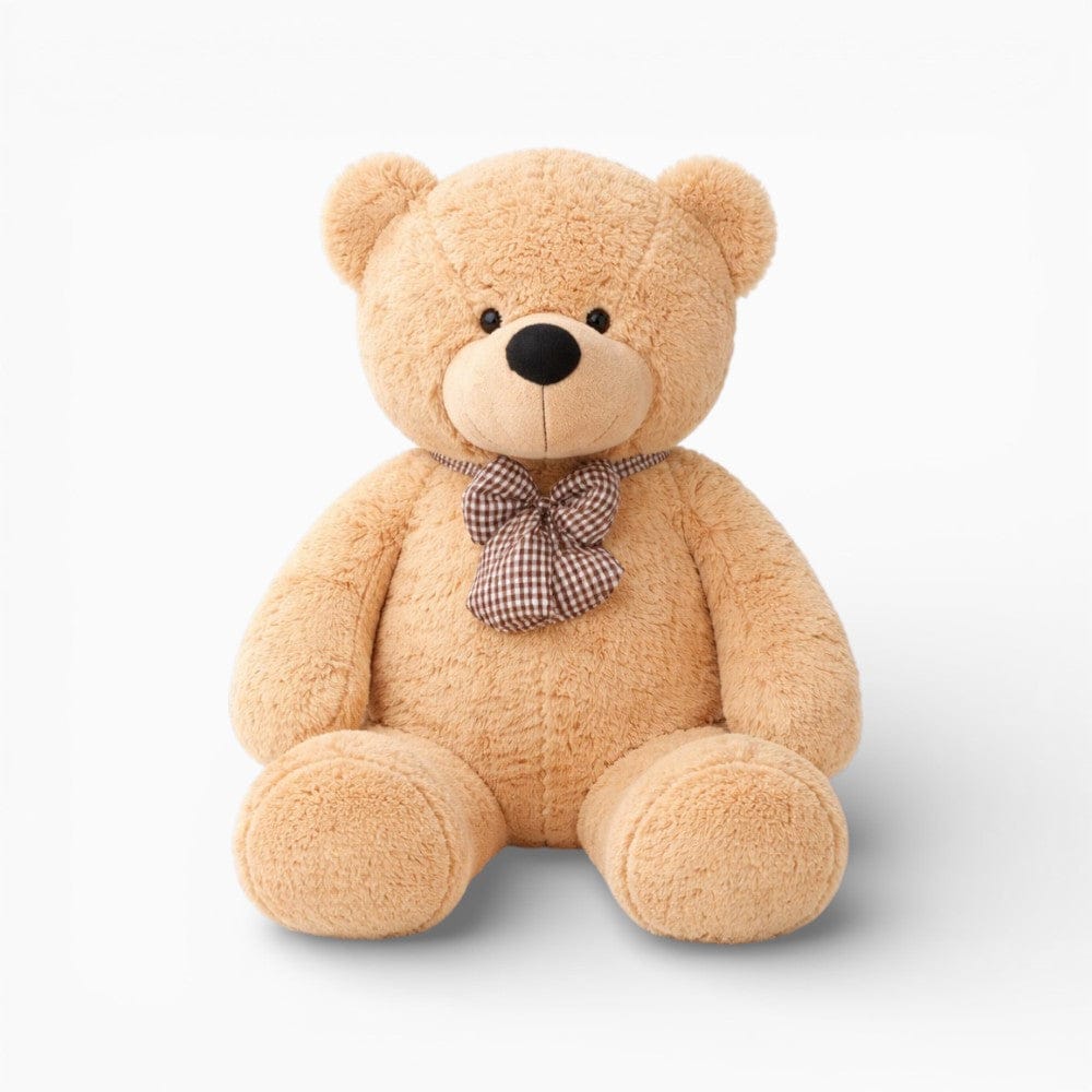 Pluschtierland Hellbrauner Riesen-Teddybär mit karierter Schleife Hellbrauner Riesen-Teddybär mit karierter Schleife