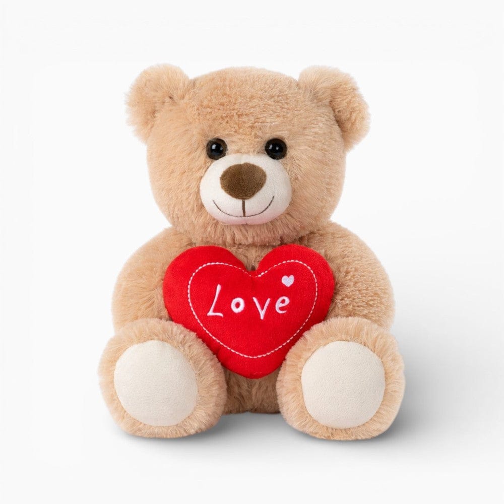 Pluschtierland Hellbrauner Teddybär mit rotem „Love“ Herz Hellbrauner Teddybär mit rotem „Love“ Herz