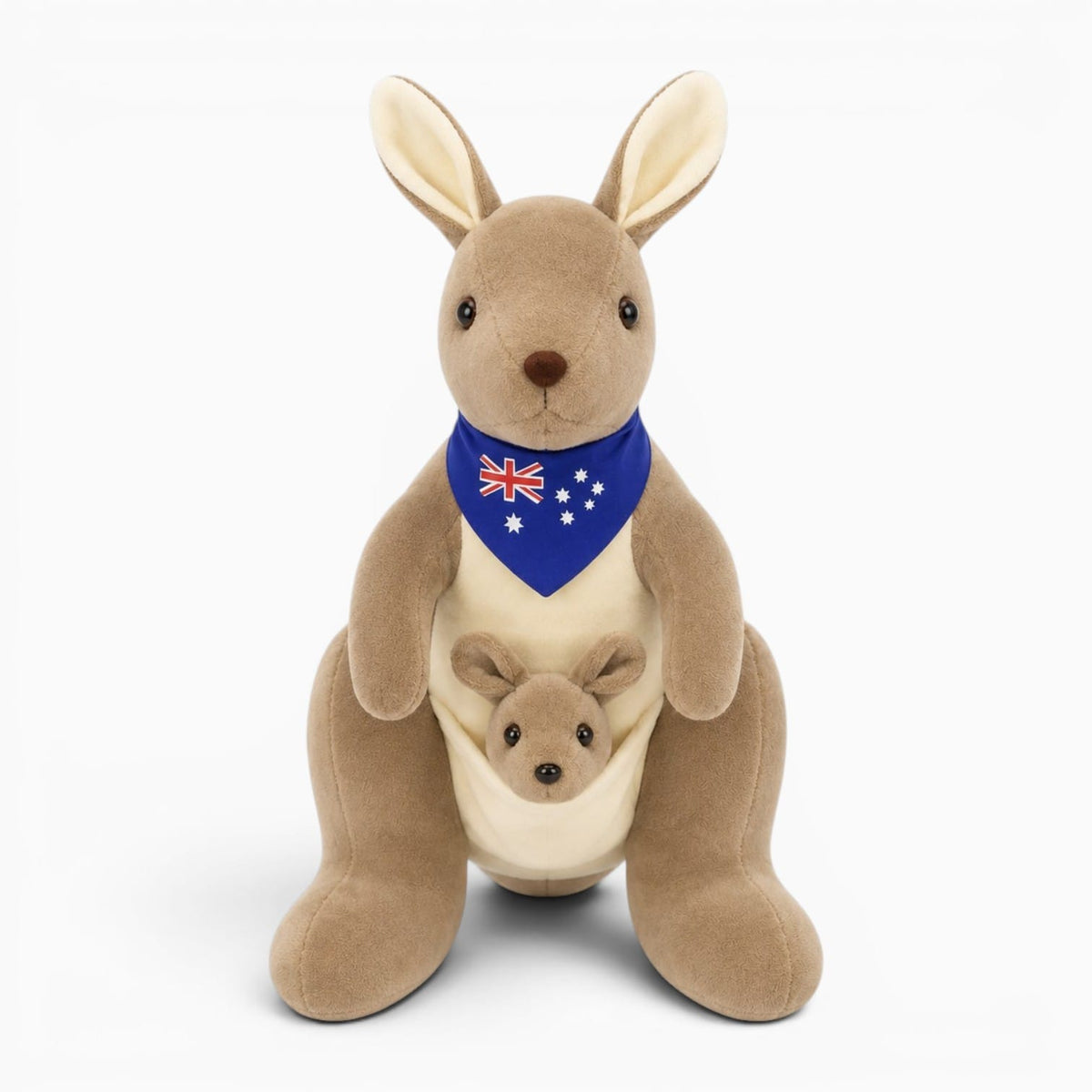 Pluschtierland Känguru Kuscheltier Mit Baby Und Australischer Flagge Känguru Kuscheltier Mit Baby Und Australischer Flagge