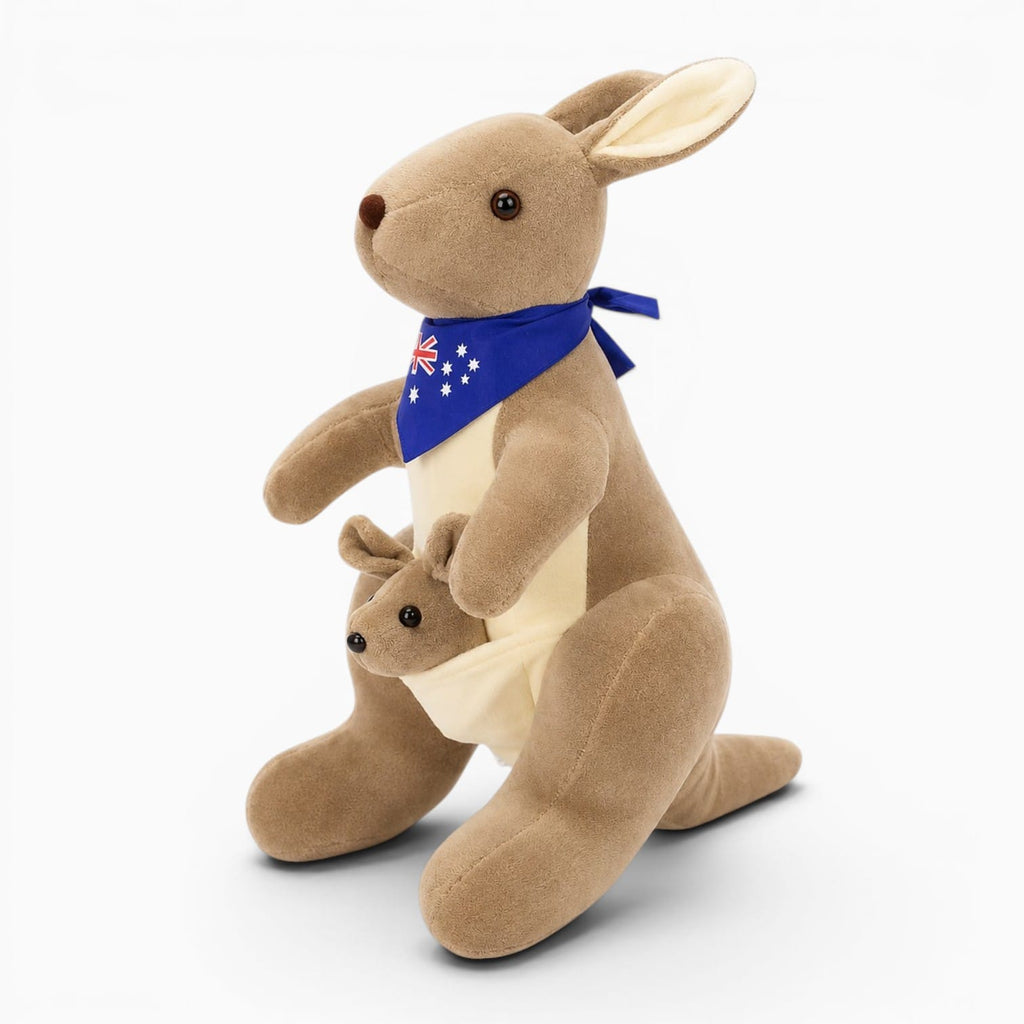 Pluschtierland Känguru Kuscheltier Mit Baby Und Australischer Flagge Känguru Kuscheltier Mit Baby Und Australischer Flagge
