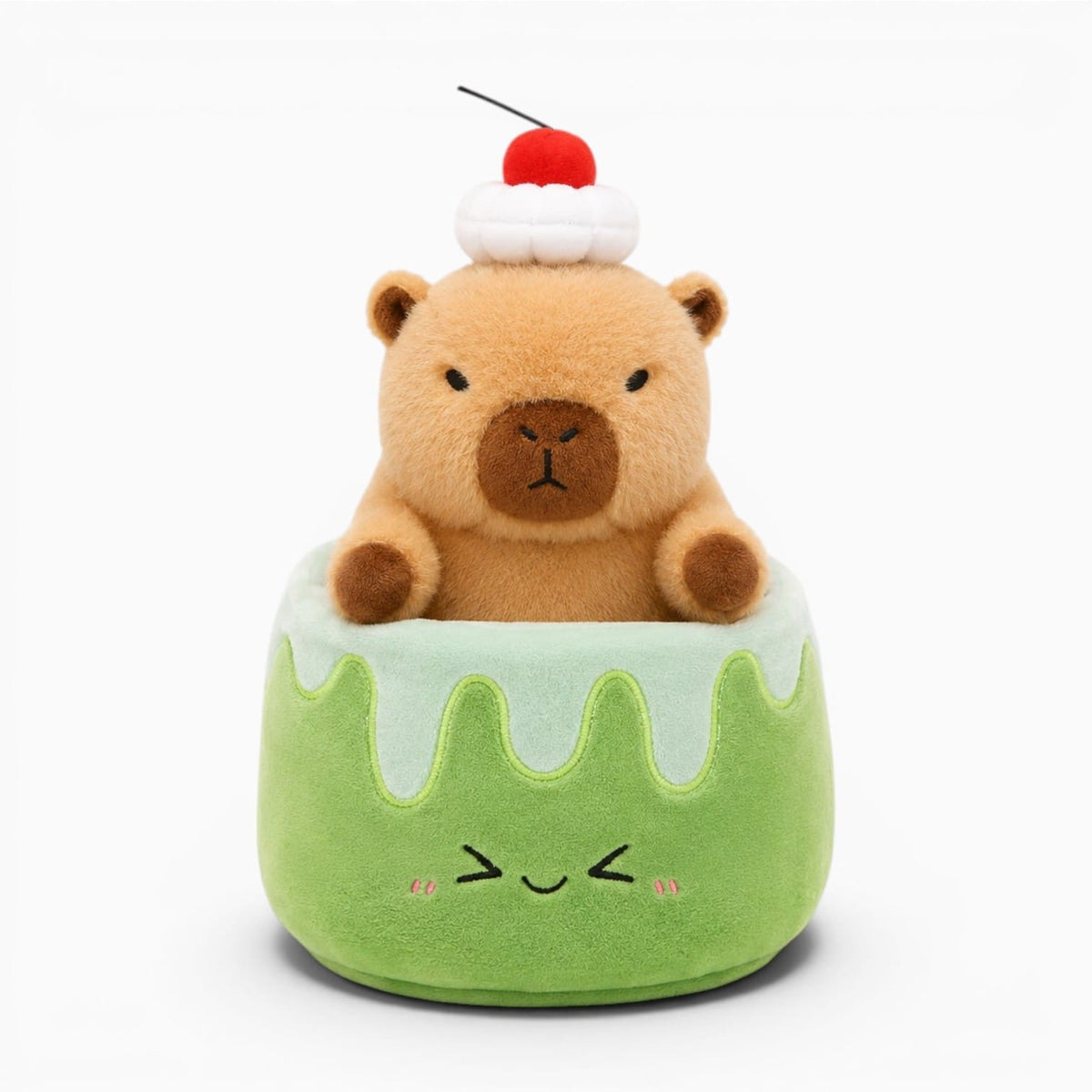 Pluschtierland Kawaii Capybara Kuscheltier im Grünen Kuchen Kawaii Capybara Kuscheltier im Grünen Kuchen