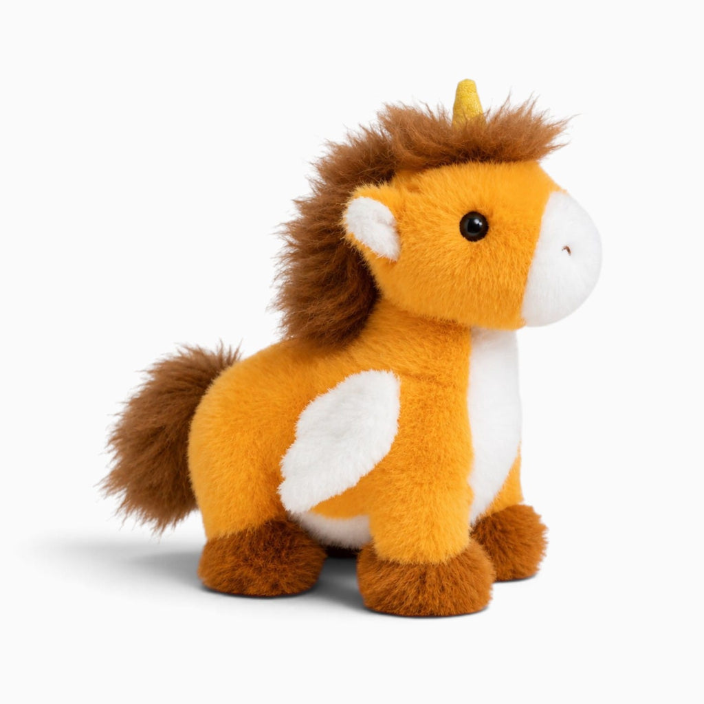 Pluschtierland Kleines orange-braunes Einhorn-Kuscheltier Kleines orange-braunes Einhorn-Kuscheltier