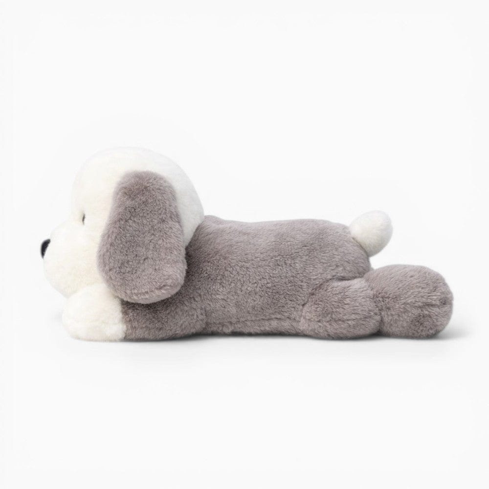 Pluschtierland Liegendes Hund Kuscheltier weiß grau mit großen Schlappohren Liegendes Hund Kuscheltier weiß grau mit großen Schlappohren