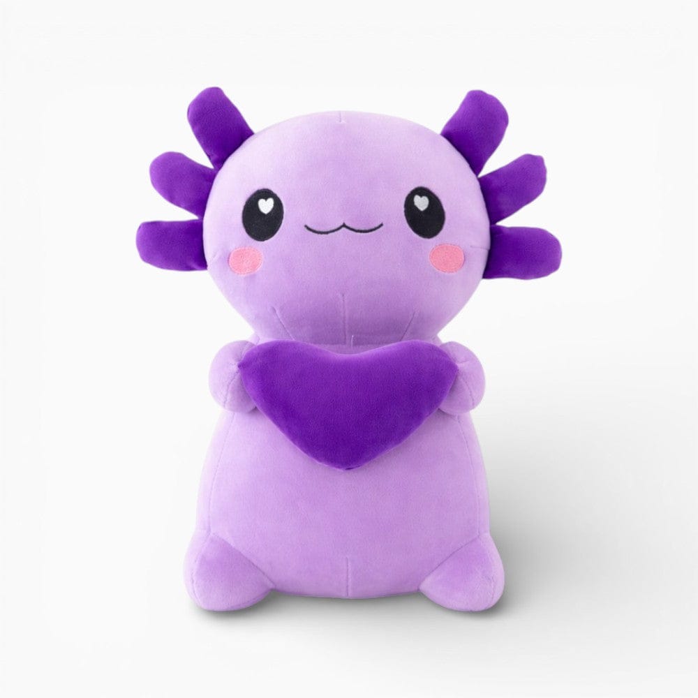 Pluschtierland Lila Axolotl Kuscheltier mit Herz Lila Axolotl Kuscheltier mit Herz