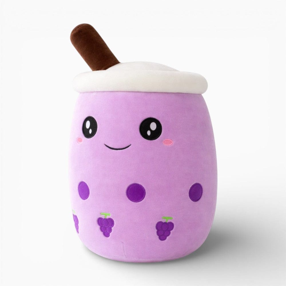 Pluschtierland Lila Bubble Tea Plüschkissen mit Traubendesign Lila Bubble Tea Plüschkissen mit Traubendesign