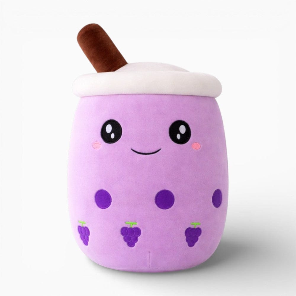 Pluschtierland Lila Bubble Tea Plüschkissen mit Traubendesign Lila Bubble Tea Plüschkissen mit Traubendesign