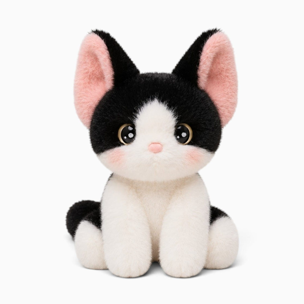 Pluschtierland Niedliches Katzen-Kuscheltier in Schwarz und Weiß Niedliches Katzen-Kuscheltier in Schwarz und Weiß