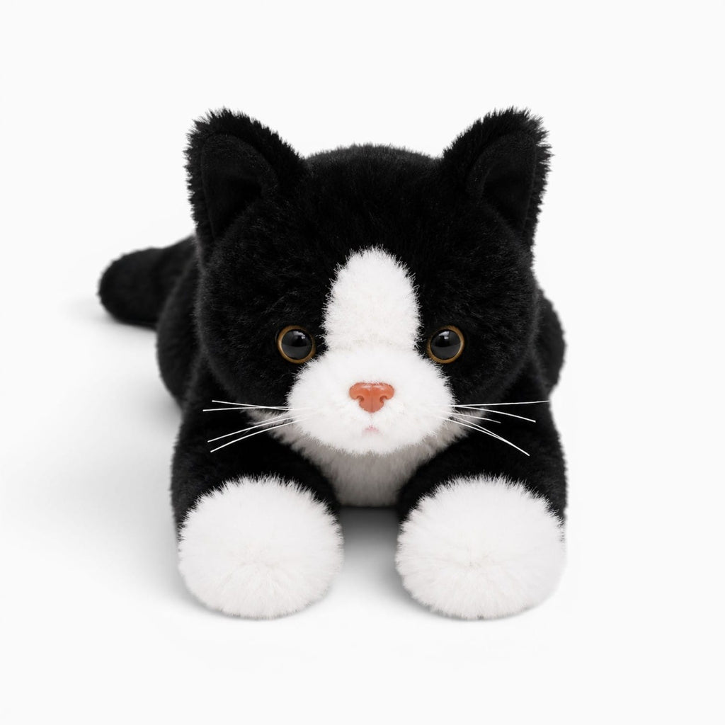 Pluschtierland Niedliches Schwarz-Weißes Katzen-Kuscheltier Niedliches Schwarz-Weißes Katzen-Kuscheltier