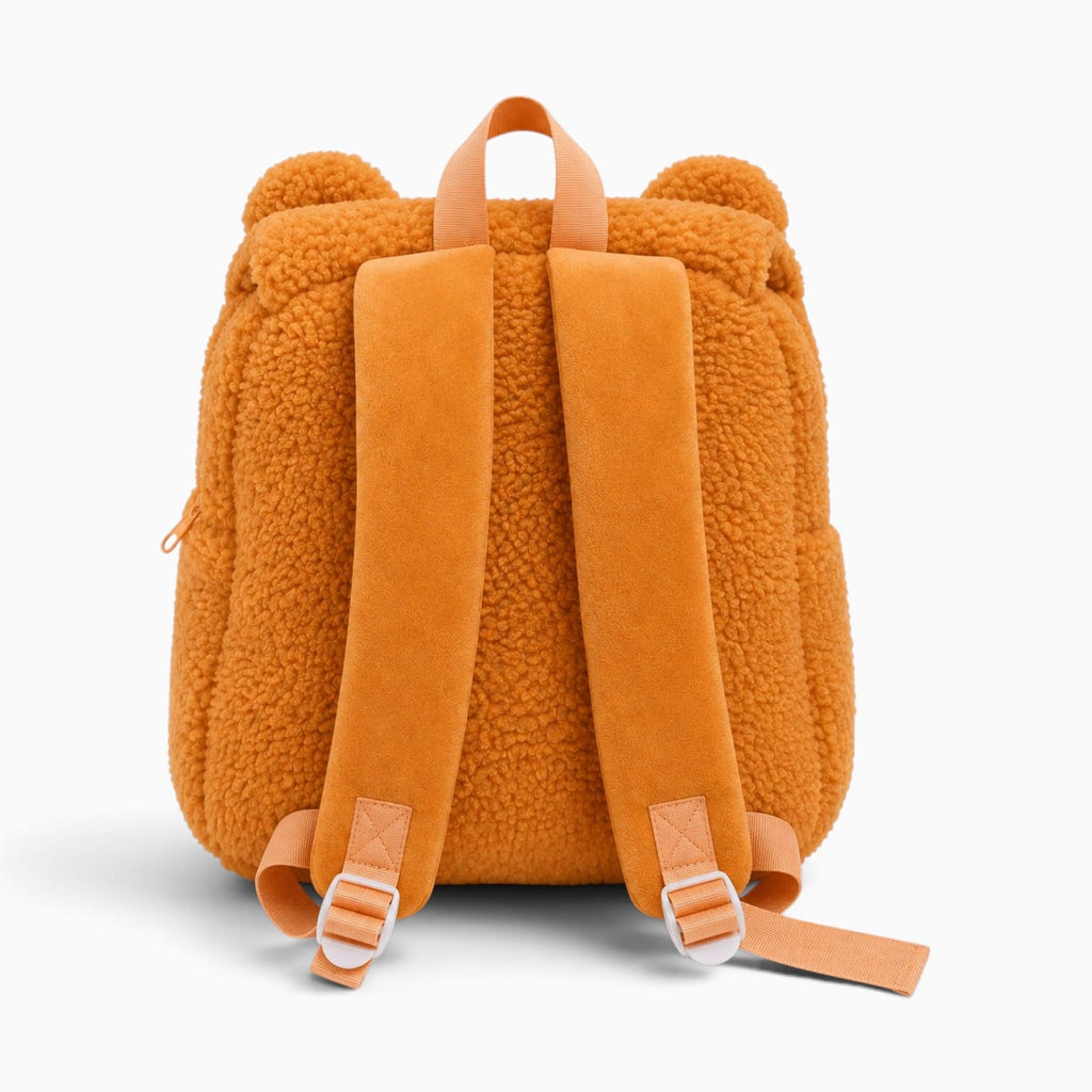 Pluschtierland Orangefarbener Plüsch-Rucksack mit Bärenmotiv Orangefarbener Plüsch-Rucksack mit Bärenmotiv