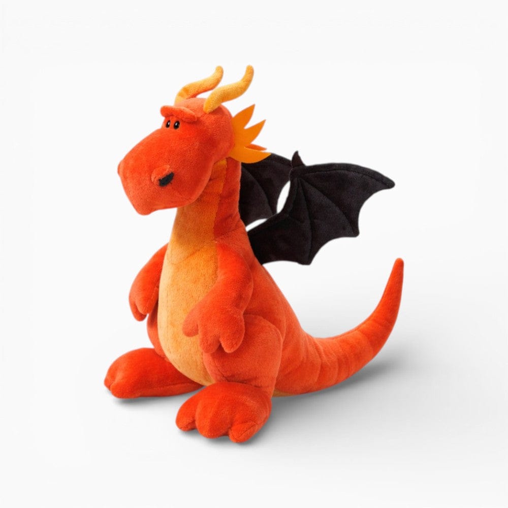 Pluschtierland Orangefarbenes Drachen-Kuscheltier mit schwarzen Flügeln Orangefarbenes Drachen-Kuscheltier mit schwarzen Flügeln